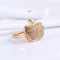 11769 Ladies finger gold ring design apple shape pave white zircon popular style best quality ring